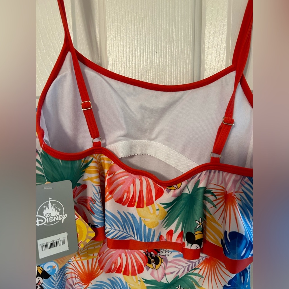 Disney Women’s Tropical Minnie One-Piece Swimsuit - Red, Blue, Green, Yellow - Picture 3 of 5
